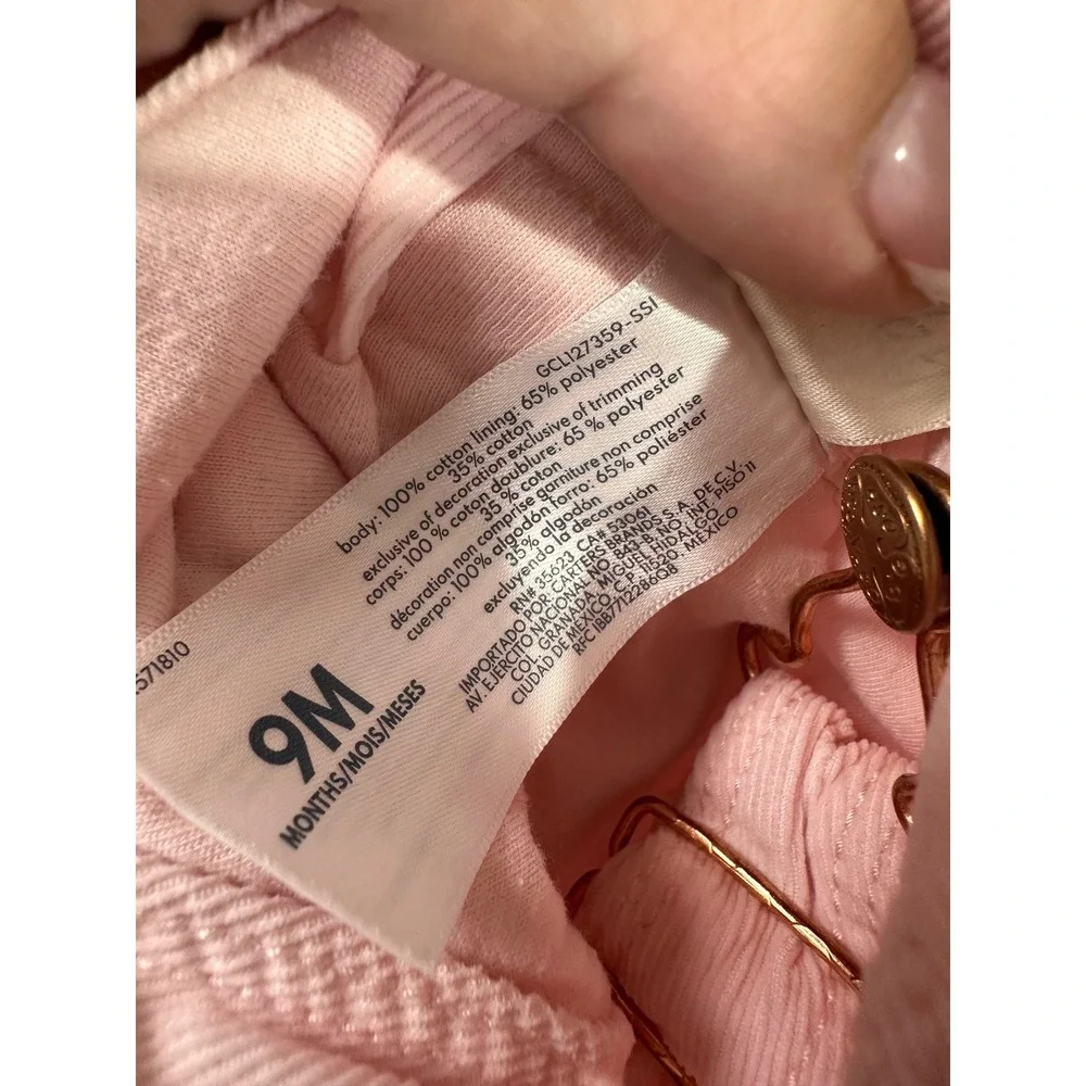 OshKosh B'gosh Corduroy Overalls 9M Pink Rose Gold Hardware Baby Girl